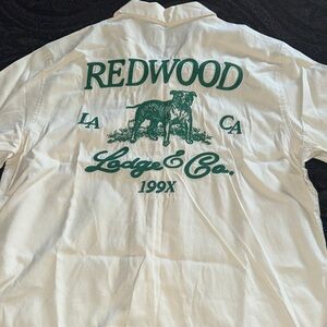 PacSun White and Green Casual Button Down Shirt